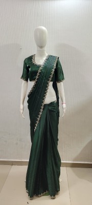 NANCY DESIGNER Embellished Banarasi Art Silk Saree(Dark Green)