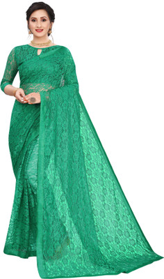 HouseOfCommon Self Design Bollywood Net Saree(Light Green)