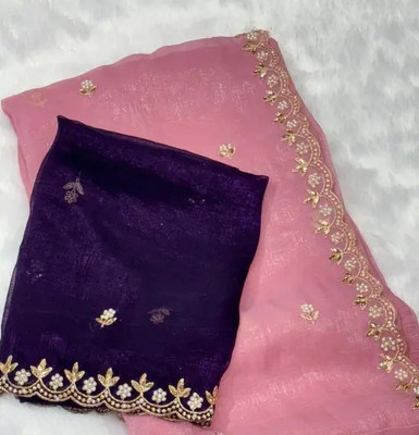 VAIDEHEE ENTERPRISE Embroidered Bollywood Chiffon Saree(Pink)