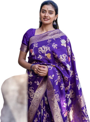 GATISHVAM TEXTILE Self Design Banarasi Art Silk Saree(Blue)