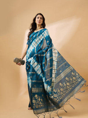 Sangria Woven Banarasi Cotton Blend Saree(Blue)