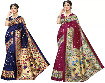 SVB Sarees Printed Bollywood Art Silk Saree(Multicolor)
