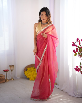 Divastri Embellished, Solid/Plain Bollywood Organza Saree(Pink)
