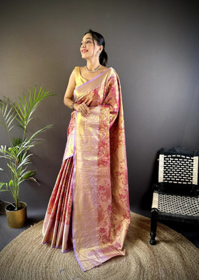 Pandadi Saree Woven Banarasi Cotton Silk Saree(Pink)