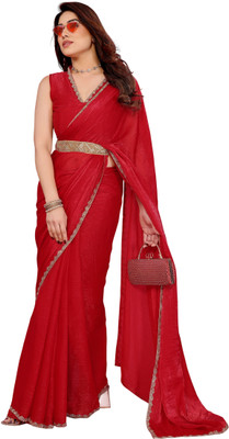 Dgdesigner Solid/Plain Bollywood Chiffon Saree(Cream)