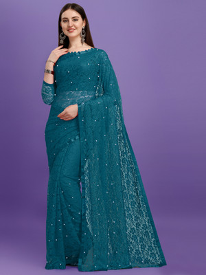 LOROFY Self Design Lucknow Chikankari Net Saree(Multicolor)