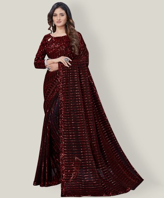 SHREE FASHIONFAB Self Design Bollywood Net Saree(Maroon)