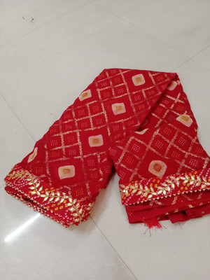 Shubh Shree Digital Print Bandhani Georgette Saree(Red)