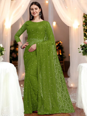 NORAFLEXx Printed Bollywood Brasso Saree(Green)