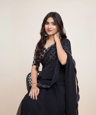 supalee tex Solid/Plain Bollywood Georgette Saree(Multicolor)