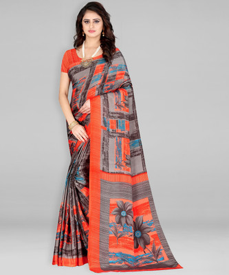 Leelavati Printed Daily Wear Crepe Saree(Multicolor)