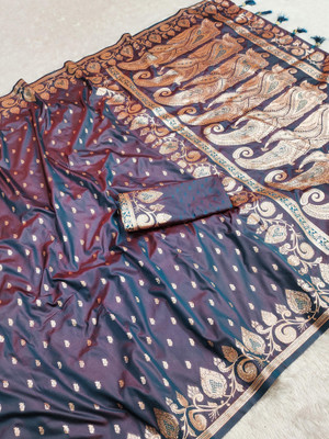 Divastri Woven Banarasi Cotton Silk Saree(Grey)