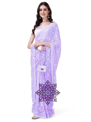 HESVI Embroidered Bollywood Georgette Saree(Light Blue)