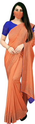 pUNYATHA CREATION Self Design, Solid/Plain Bollywood Art Silk Saree(Orange)