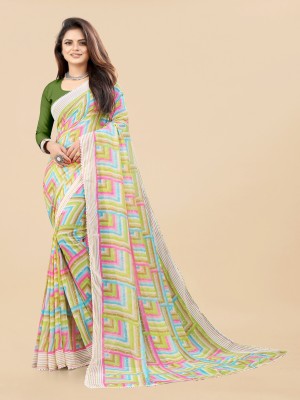 PHORIA STYLE Printed Bollywood Georgette, Chiffon Saree(Light Green)