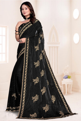 ZOYAL ENTERPRISE Embroidered Bollywood Chiffon Saree(Black)