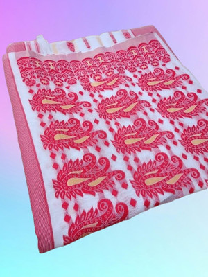 Priyangboda Woven Jamdani Handloom Cotton Blend Saree(Multicolor)