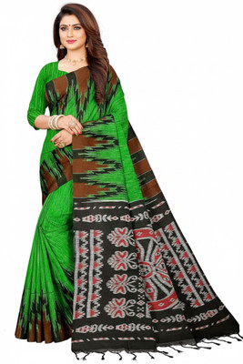 Padma Self Design, Printed Sambalpuri Pure Cotton Saree(Green)