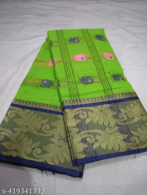 N HANDLOOM Self Design Tant Pure Cotton Saree(Light Green)