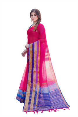 Aarunika MNT Self Design Bollywood Organza Saree(Pink)