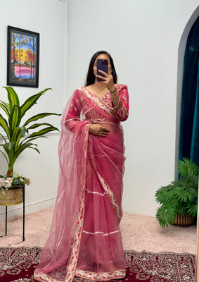 GOLDOLL FAB Embroidered Daily Wear Net Saree(Pink)