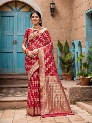 ANOUK Woven Chanderi Cotton Silk Saree(Maroon)