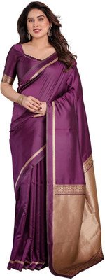 iHIYAzz ENTERPRISE Self Design Banarasi Pure Silk Saree(Magenta)
