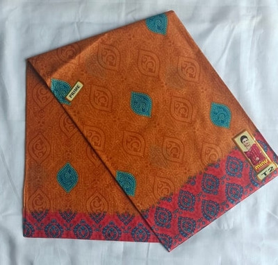 Minu Fashion Woven, Printed, Digital Print Bollywood Pure Cotton Saree(Red, Mustard)