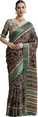 Divastri Printed Madurai Cotton Blend Saree(Multicolor)