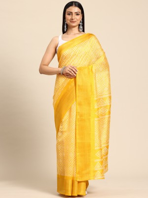 shiv textiles Printed Bandhani Polyester Saree(Yellow)