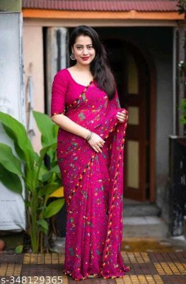 Raj Laxmi Impex Geometric Print Bollywood Georgette Saree(Pink)