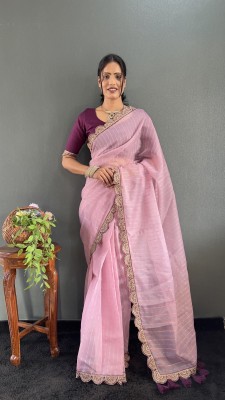 Clothing Hub Striped Bollywood Viscose Rayon Saree(Pink)