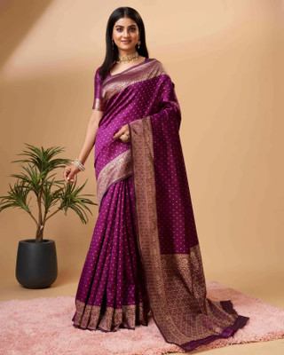 DHAYNAAND REEWA FASHION Woven Banarasi Jacquard Saree(Purple)