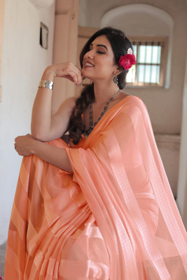 MIRCHI FASHION Solid/Plain Bollywood Georgette Saree(Orange)