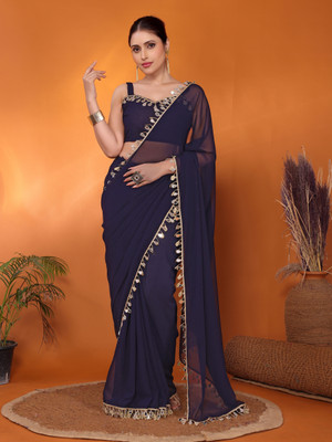 Divastri Embellished Bollywood Georgette Saree(Dark Blue)