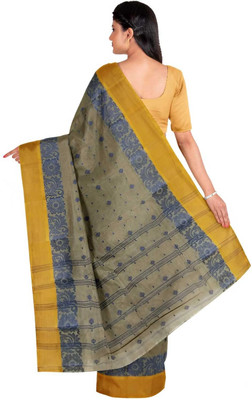 SABITA CUSTOMERY Self Design Handloom Pure Cotton Saree(Beige, Yellow)