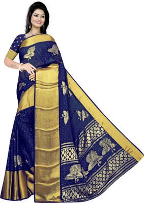 nirmal creation Self Design Dharmavaram Art Silk Saree(Blue)