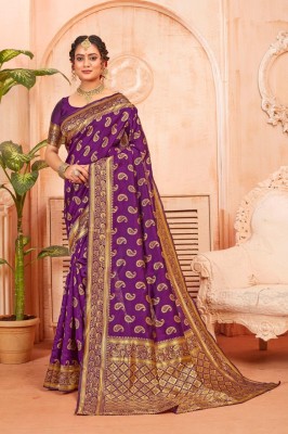 Jay Pal Woven Banarasi Jacquard Saree(Purple)