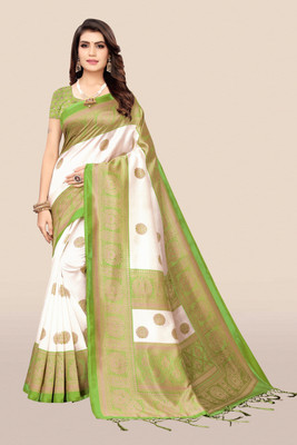 Moda Rapido Printed Bollywood Art Silk Saree(White)