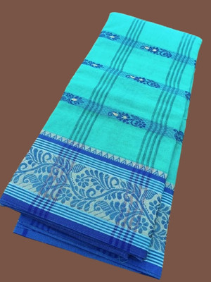 Priyongboda Woven Tant Cotton Blend Saree(Blue)