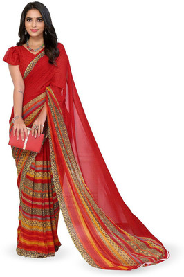 Moda Rapido Printed Daily Wear Georgette Saree(Red)