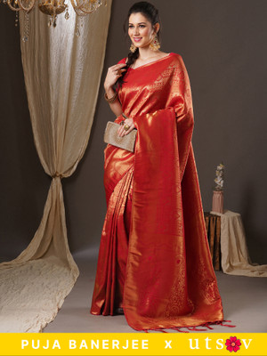 Divastri Printed Kanjivaram Cotton Silk Saree(Red)