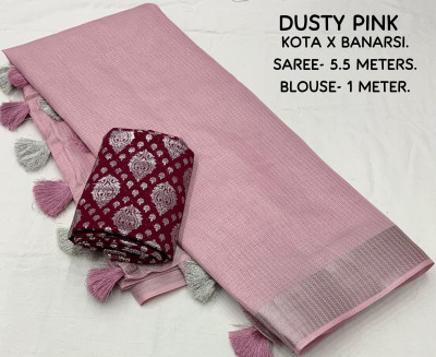 Dhanlaxmi CreationLLP Self Design Kota Doria Jute Silk Saree(Pink)