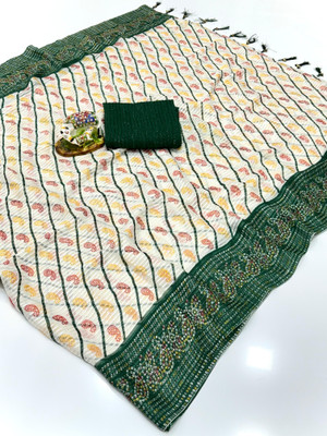 kastbhanjan nx Printed Bollywood Art Silk Saree(Dark Green)