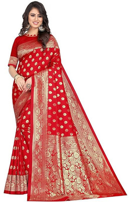SWAMI STUDIO Self Design Banarasi Art Silk Saree(Red)