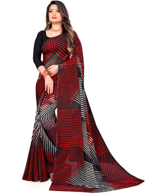 Moda Rapido Geometric Print Daily Wear Georgette Saree(Black)