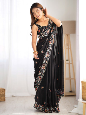Sareemall Embellished Bollywood Chiffon Saree(Black)