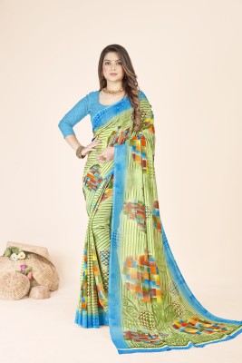 RAJUL Printed Bollywood Georgette Saree(Light Blue, Light Green)