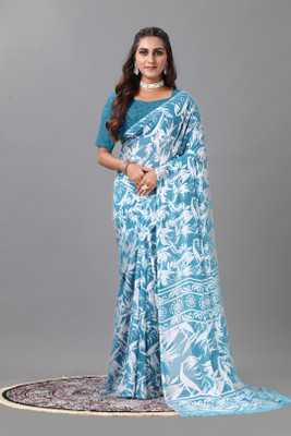 nirmal creation Printed Daily Wear Crepe Saree(Green)
