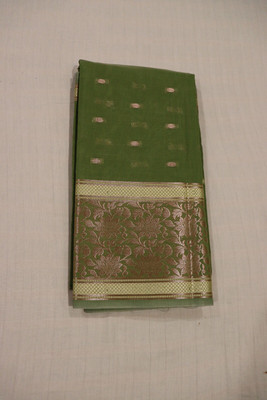 UtkrishtIndia Floral Print Daily Wear Cotton Blend Saree(Green)